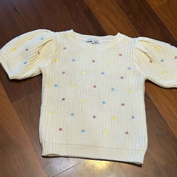 English Factory women's Pastel Dot Embroidered short sleeve sweater top size sma - Picture 3 of 8